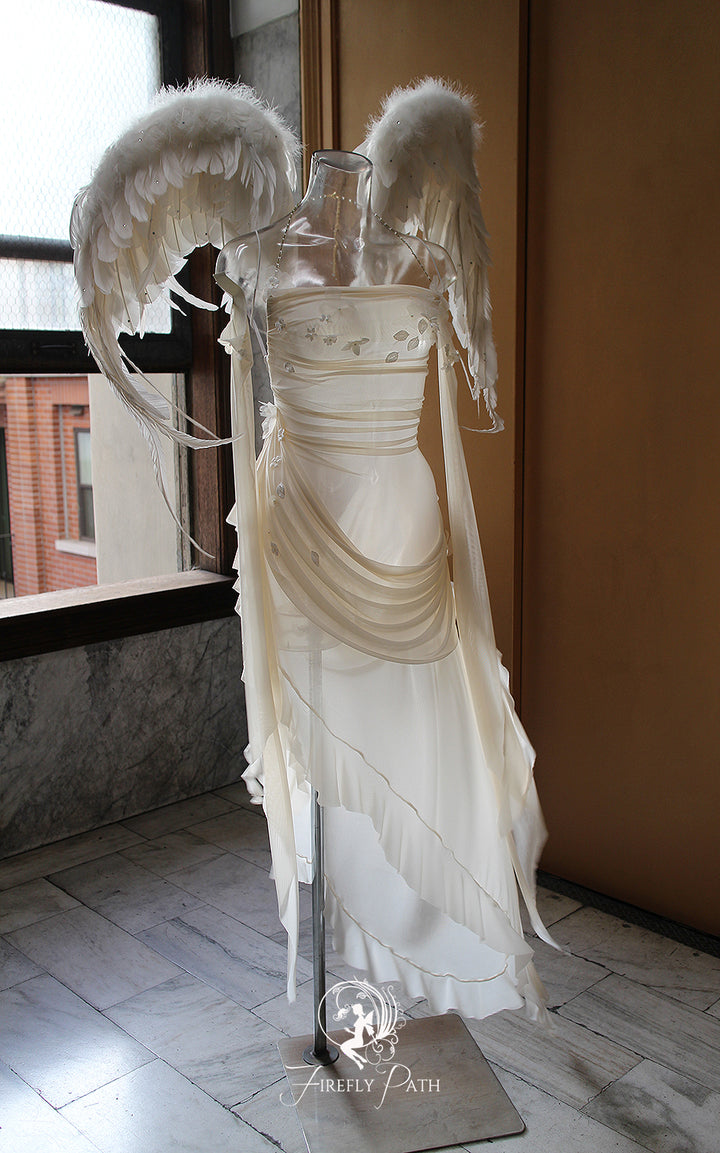 Angelic Statue Gown & Wings | One-of-a-kind