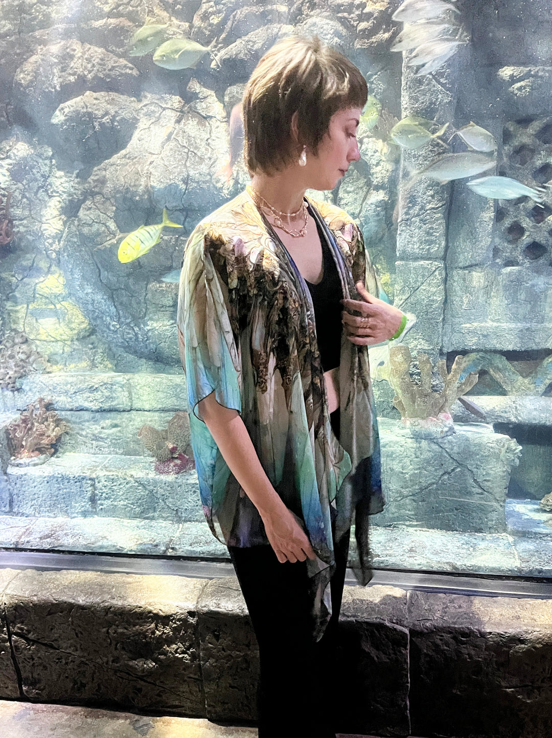 Opal Chrysalis Draped Kimono