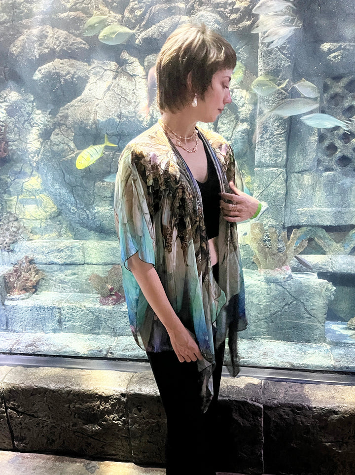 Opal Chrysalis Draped Kimono