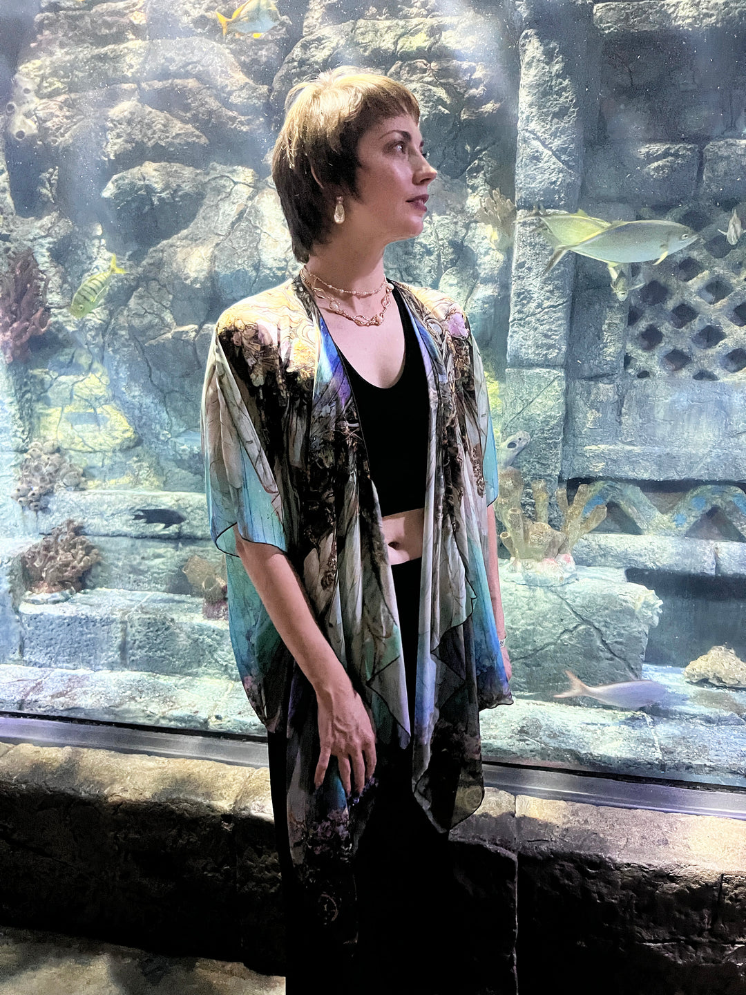 Opal Chrysalis Draped Kimono