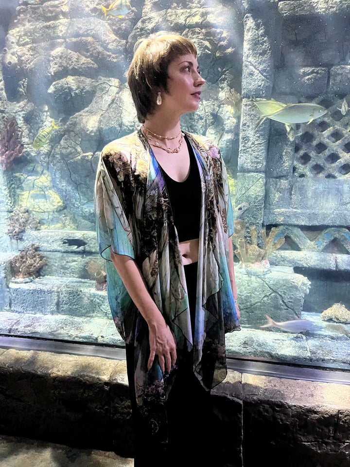Opal Chrysalis Draped Kimono
