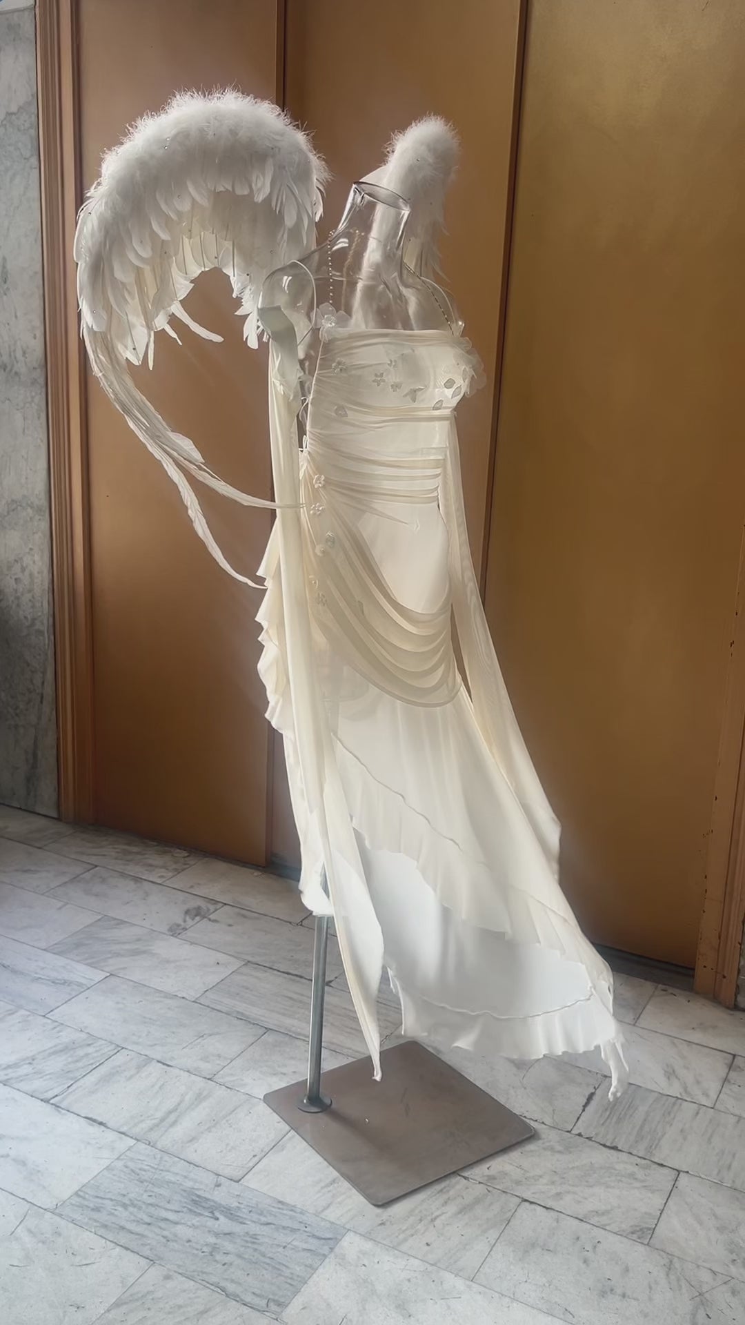 Angelic Statue Gown & Wings | One-of-a-kind