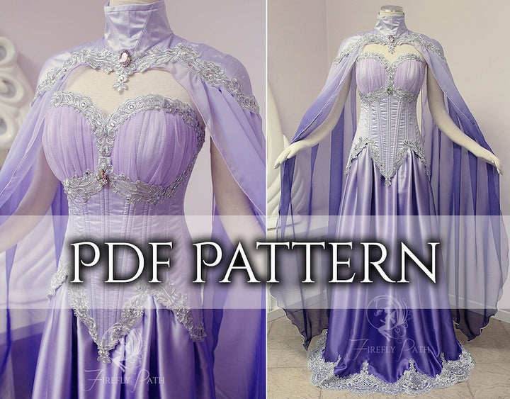 Sewing Pattern: Moonpetal gown and cape PDF