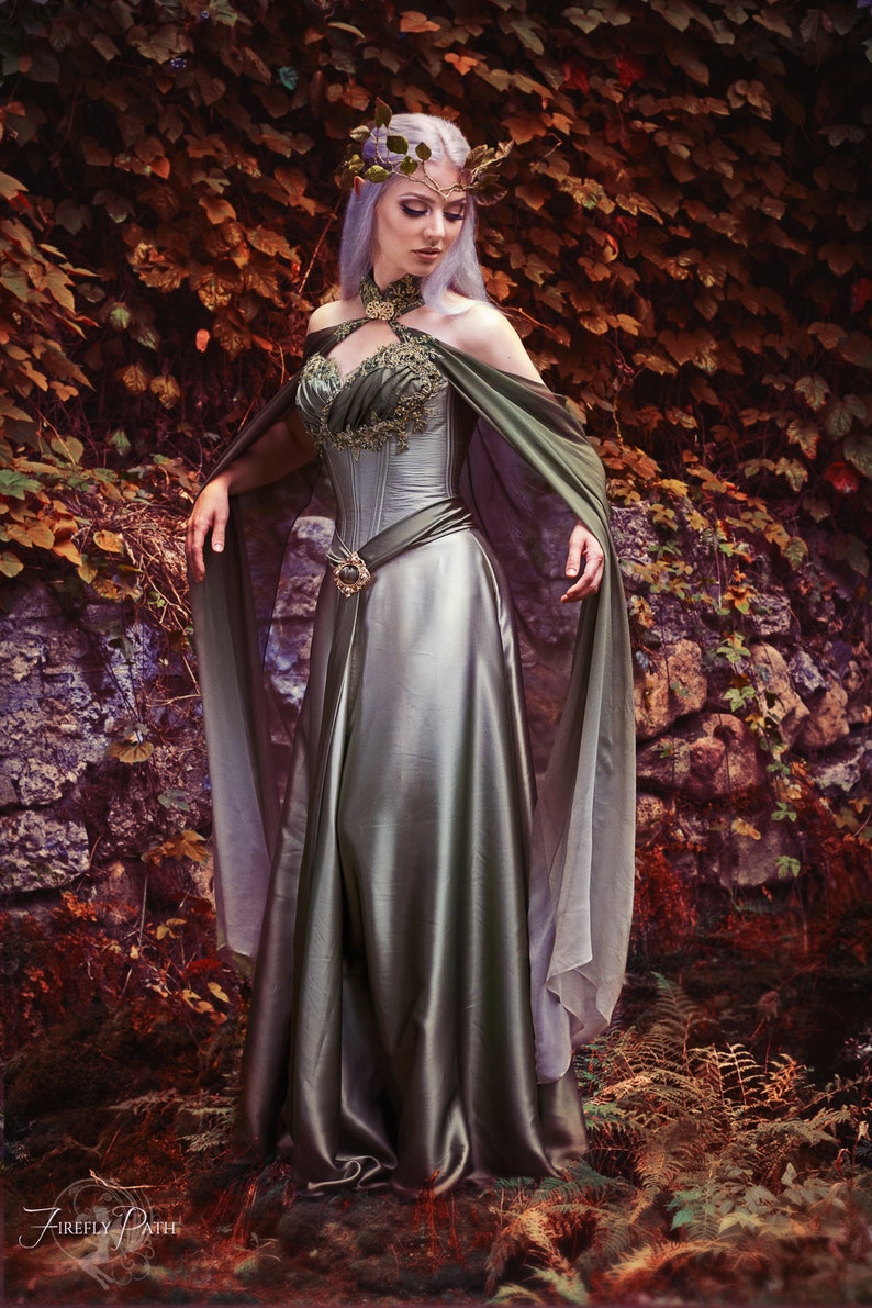 Sage Green Ombre Silk Elven Cape 100% Silk Firefly Path Sage Green Ombre Silk Elven Cape 100% Silk Firefly Path
